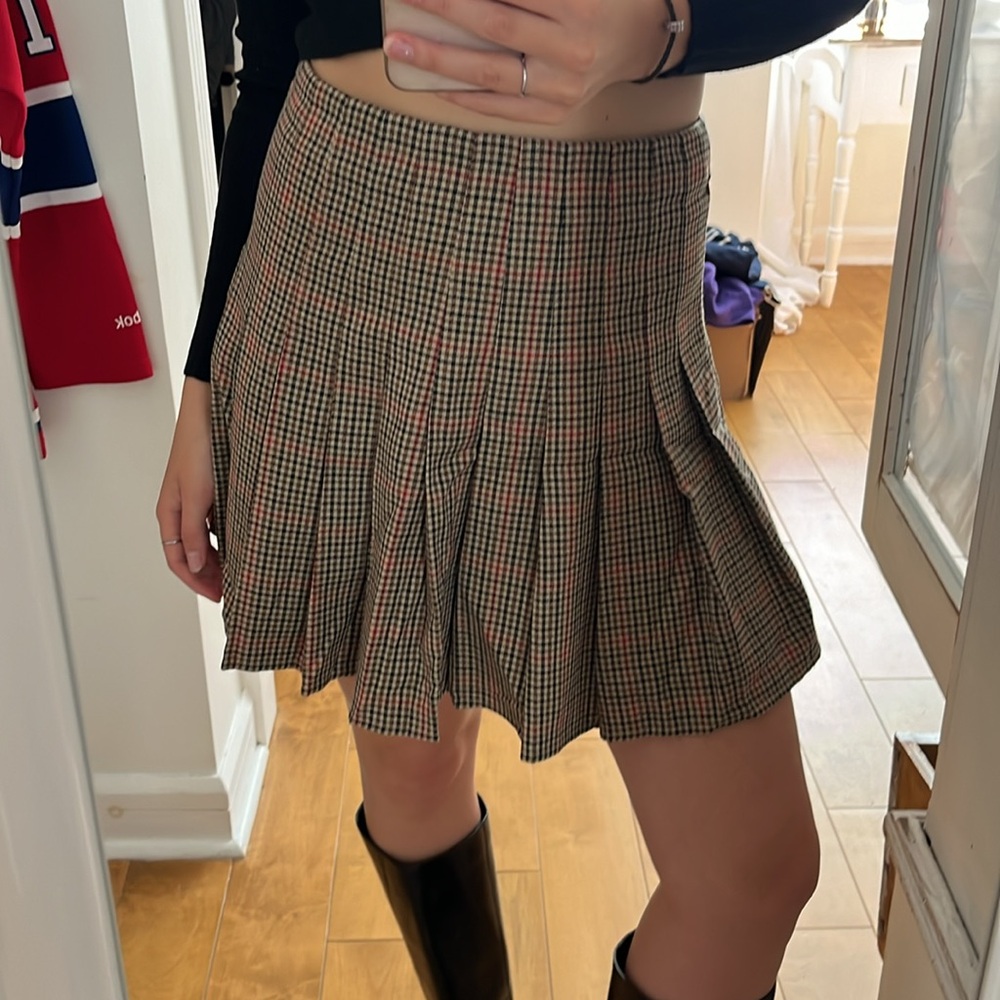 Brandy Melville checkered brown skirt size M-L